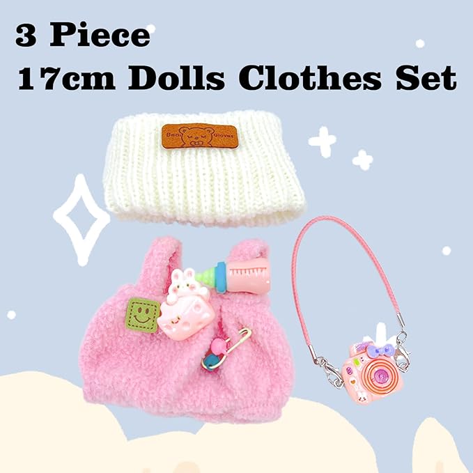 2025 New Clothes for Doll, 3-Piece Clothe Set for Dolls, Clothes Outfits Set for 15/17 cm Dolls, Exquisite Accessories for Doll, Stylish Outfit for Boys Girls Birthday Collectors