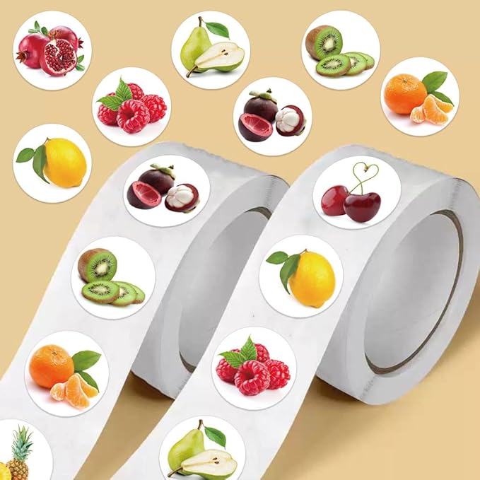 500Pcs Small Fruit Stickers,10 Design Realistic Food Stickers Colorful Waterproof Vegetable Fruit Decals for Laptop IPAD Ebook Reader Water Bottle Waterproof Aesthetic Sticker for Boys Girls Teens