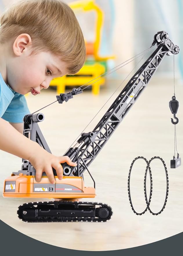 Gemini&Genius Crawler Crane Construction Vehicle Toy Dragline Heavy Duty 1/50 Crane Work Car, Engineering Truck, Site Sandbox Car Toy, Collectible or Decoration for Kids