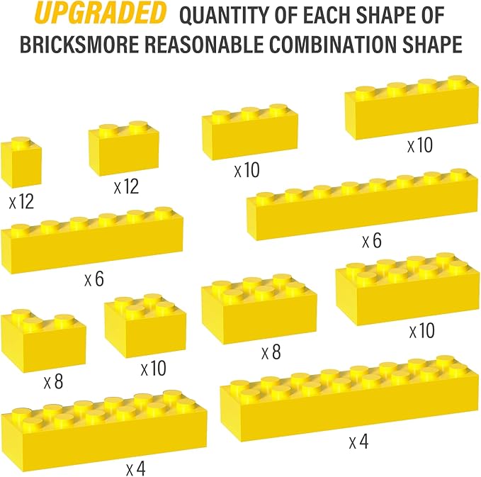 100 Piece Yellow Bricks Bulk, 12 Size Classic Building Blocks, Compatible With Lego Parts and Pieces