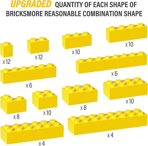 100 Piece Yellow Bricks Bulk, 12 Size Classic Building Blocks, Compatible With Lego Parts and Pieces