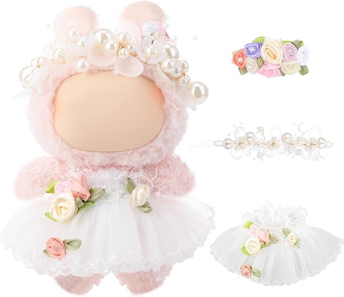 3 Pcs Wedding Outfits Dress for 6.7 Inches Doll Wedding Clothe Set Include Cute Headpiece Popular Dress Accessories, No Doll (Classic Style,White)