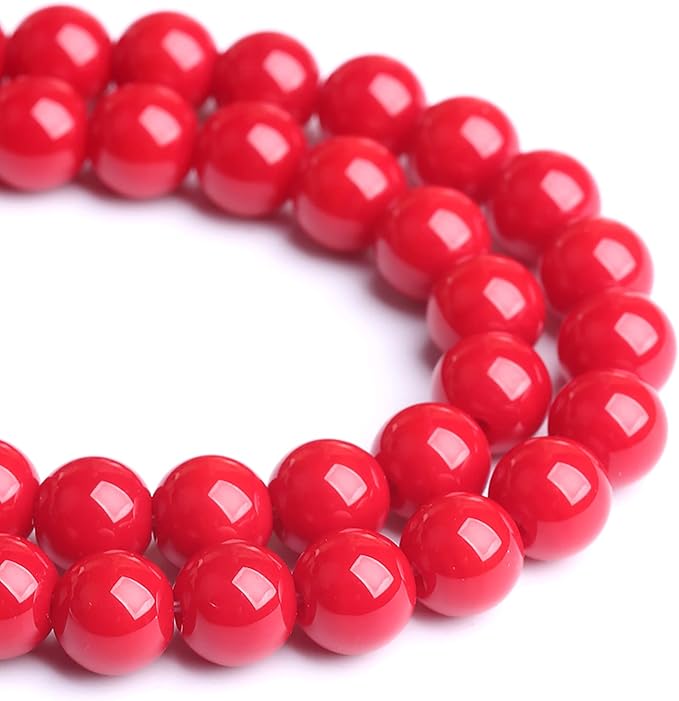 120PCS 6MM Red Glass Round Spacer Loose Beads for Jewelry Making DIY Bracelet Necklace
