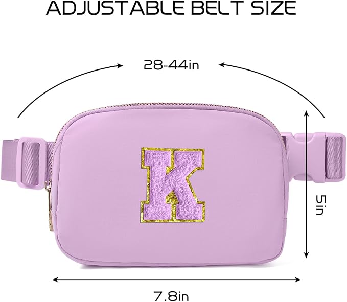 Gitus Gifts for 8 9 10 11 12 Year Old Girls Belt Bag Fanny Pack Crossbody Bags with Initial Letter Patch Cute Stuff Birthday Gifts for Teen Girls Women Personalized Trend Stuff (Lavender-K)