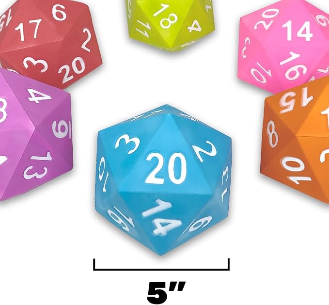 KESS Giant D20 Foam Dice: Oversized 20-Sided Dice for RPG and Collectors - 6 Vibrant Colors, Perfect for Outdoor Fun in Backyard, Pool, Beach. Ages 6+ (Purple)