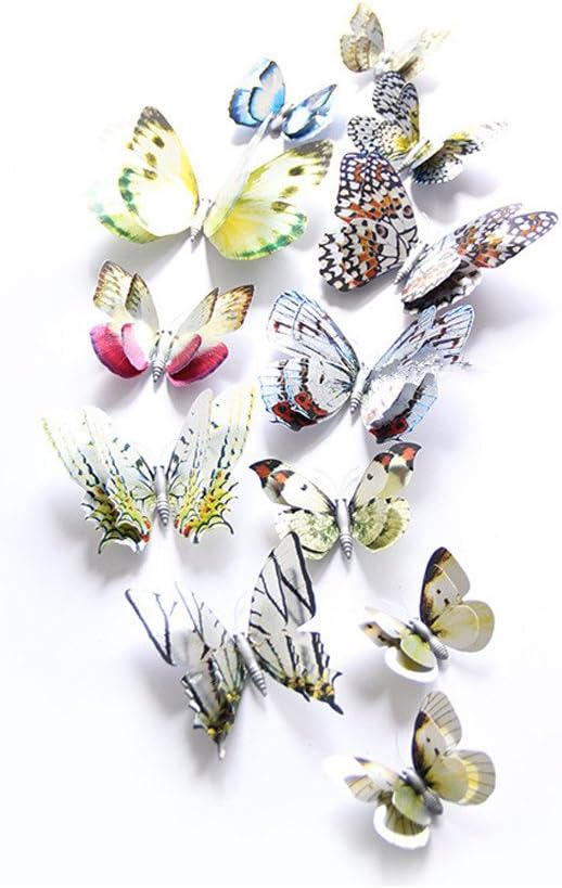 Mixed of 12PCS 3D Pink Butterfly Wall Stickers Decor Art Decorations¡­ (Silver)