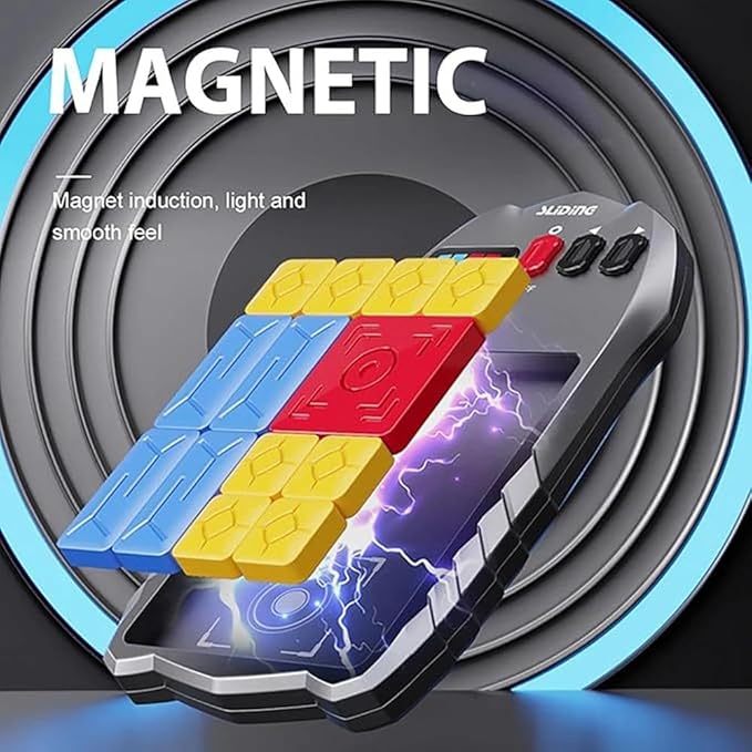 Super Slide Puzzle Game – Rechargeable Brain Teaser Unlock 500+ Levels of Electrifying Sliding Puzzles，A Dazzling Electronic Brain Challenge with Addictive Puzzle Fun for All Ages(Black)