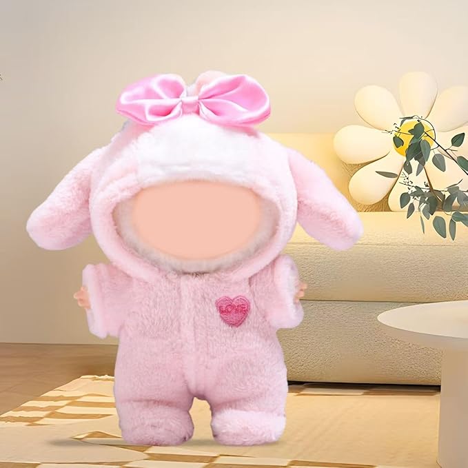 Clothes for Doll, Pink Bunny Plush Outfit for 17 cm (6.7in) Dolls, Keychain Accessories for Dolls - Cute Clothes for Boys Girls Birthday (Pink Bunny)