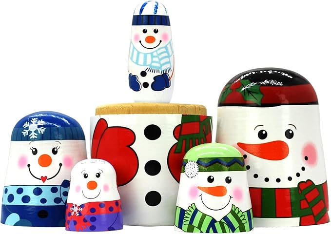 HYCLES Nesting Dolls Russian Matryoshka Wood Stacking Nested Set for Kids Handmade Toys for Children Kids Christmas Birthday Decoration Halloween Wishing Gift