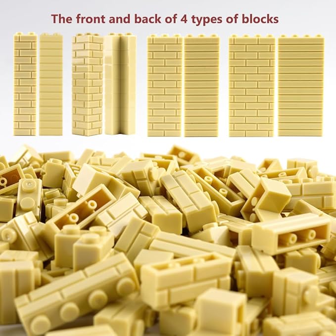 Wall Masonry Profile Bricks Parts: 340 PCS Classic Wall Accessories Building Block(Beige)