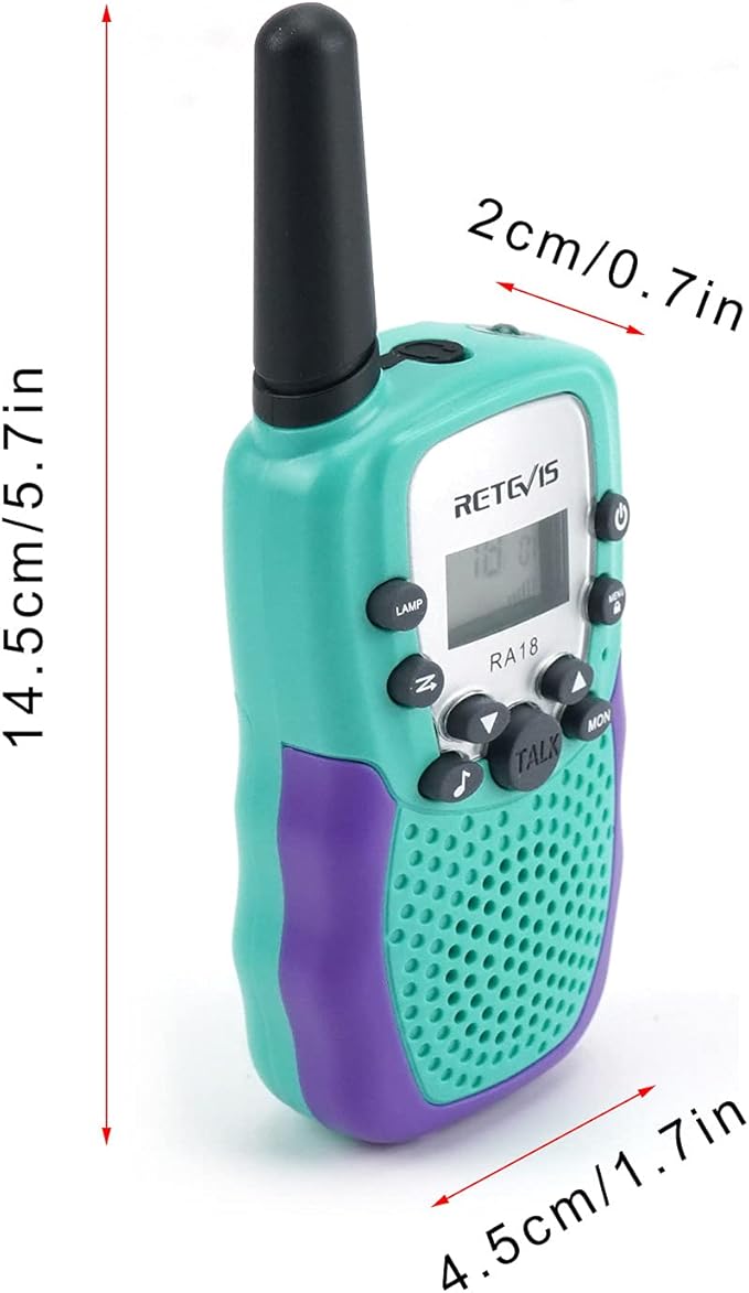 Retevis RA18 Walkie Talkies for Kids, Toy Walkie Talkie with LCD 22 CH Flashlight Hands Free Holiday Toy for 6-12 Year Old Boys Girls, Christmas Birthday Gifts Skiing Camping(2 Pack, Green)