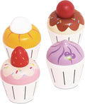 Le Toy Van - Adorable Honeybake Petit Four Cupcakes | Childrens Wooden Food Pretend Toy Cakes | Birthday Cake Or Afternoon Tea Role Play Toy (TV331)