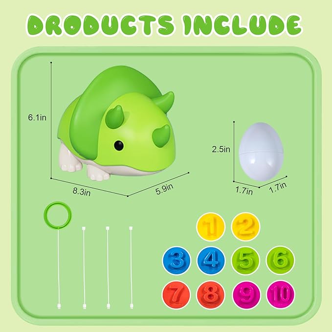 Montessori Learning Toy for Toddlers,10 PCS Color Eggs Number Eggs,Toys for Toddlers1 2 3,Sorting Fun with Numbers,Learning Egg Game Puzzle for Toddlers,Pull-Along Dino Adventure