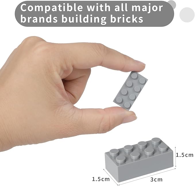 Building Bricks 121 Pieces 2x4 Grey Color Building Block,Compatible with Lego Classic,Creative Building Block Toys for Kids