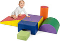 Costzon Toddler Climbing Toys, 6 Pieces Climb and Crawl Playset with PU Cover for Baby Crawling, Climbing & Playing, Indoor Foam Climbing Blocks for Toddlers