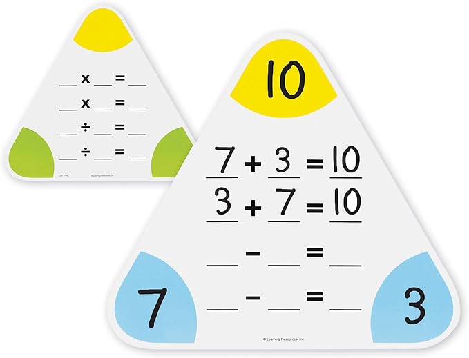 Learning Resources Write & Wipe Fact Family Boards, Dry Erase, Set of 5 Double-sided Boards, Ages 6+