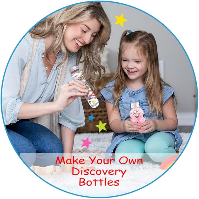 Calm Down Sensory Bottles for Calm Down Corner Items, Calming Sensory Toys, Sensory Bottles for Social Emotional Learning with Glitter Pom Poms and More