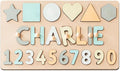 Name Puzzle for Kids Personalized Wooden Shapes Puzzles for Toddlers 1-3 Peg Puzzle Educational Toys Learning Number Customized Baby Gifts for Boys Girls First Birthday