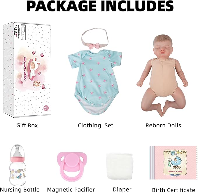 Realistic Reborn Baby Dolls - 18 inch Rosalie Newborn Baby Sleeping Girl, Cloth Body Poseable Real Life Baby Dolls Birthday Gift for Kids Age 3+…