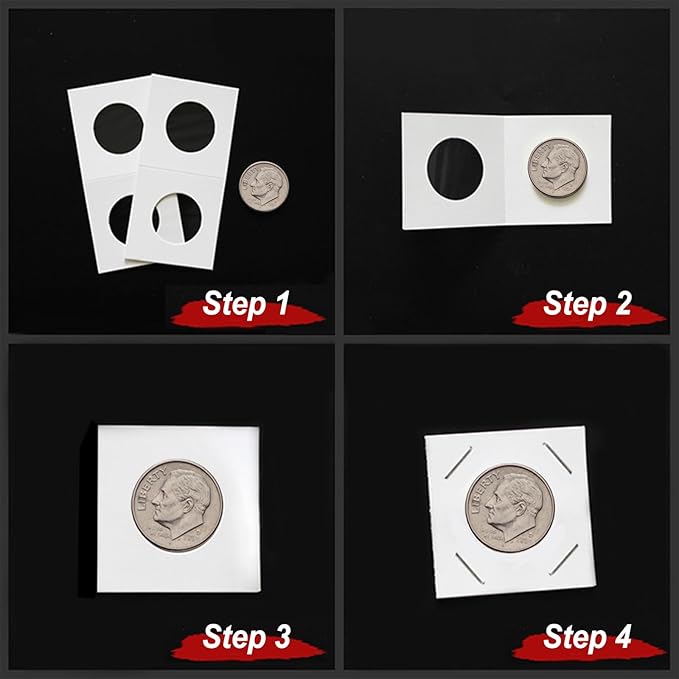 MUDOR Premium Coin Flips for Large Dollar, 200 Pack Cardboard Coin Holder, Mylar Coin Flips 2x2, Paper Coin Holders, Large Dollar(38.1mm)