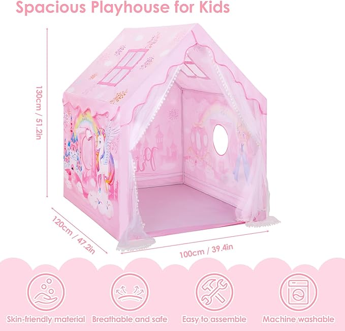 Kids Tent Toddler Playhouse for Boys Girls,Large and Foldable Kids Playtents with Windows,Portable and Lightweight Play Tent Indoor&Outdoor Gift for Children