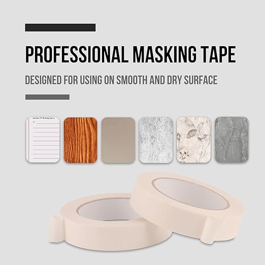 Lichamp Masking Tape 1 inch, 4 Pack General Purpose Beige White Masking Tape, 1 inch x 55 Yards x 4 Rolls (220 Total Yards)