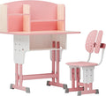 2025 NEW Kid's Study Desk and Chair Set, Ergonomic Height Adjustable Children Study Desk with Tilt Desktop, Book Stand, Light, Metal Hook and Storage Drawer,Gift for Boys Girls (Pink 70cm no lean)