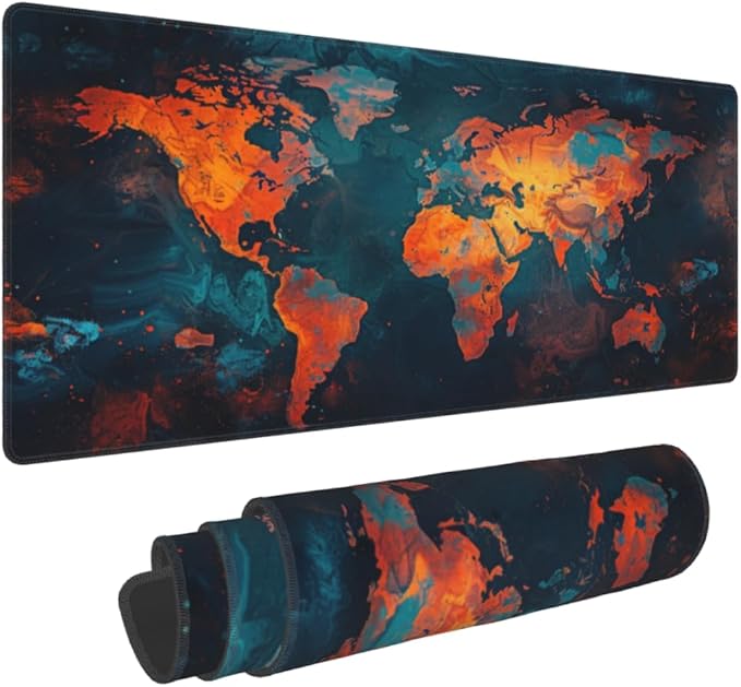World Map Mouse Pad Large Extended Computer Full Desk Pad 23.6x11.8 inch Computer Mouse Mat Keyboard for Home Office Gaming