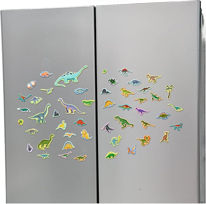 Dinosaurs Fridge Magnets for Kids, 50 PCS Refrigerator Magnets for Toddlers, Create a Scene Magnetic Play Sticker Book Travel Game Educational Toys for Kids