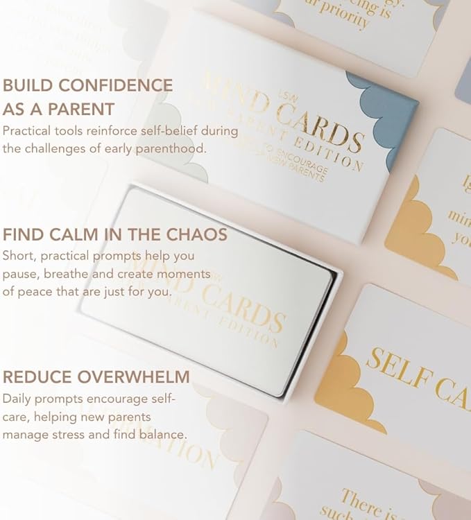 Mind Cards: New Parent Edition | 45 Daily Mindfulness & Positivity Cards | Self-Care & Emotional Wellbeing Gift for New Moms and Dads