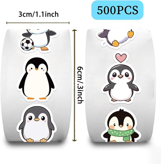 Cute Penguin Stickers, 500Pcs Funny Penguins Animals Decals for Teens, Cartoon Lovely Penguin Vinyl Tags Sticker for DIY Bumper Scrapbooks Envelopes Cards Gift Boxes Party Supply Decoration