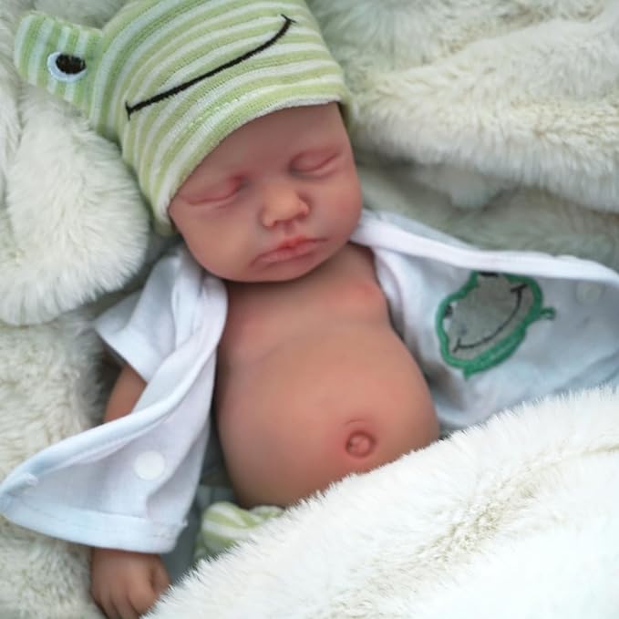 12 Inch Reborn Baby, Full Silicone Baby,Lifelike Closed Eyes Sleeping Cute Baby Boy Realistic Newborn Doll Real Life Doll The Look Real