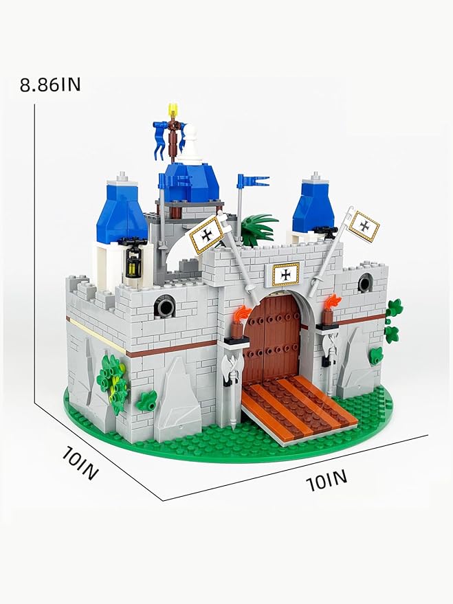 Medieval Knight Castle Building Blocks Set – Comes with 12 Knights Figures , Compatible with Lego Medieval Town Square House Toys , for Adults & Children Ages 6+