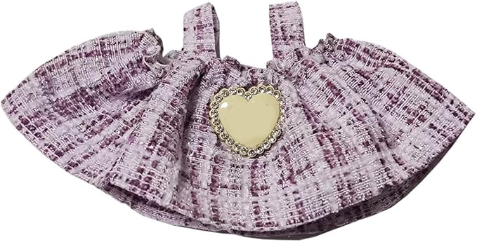 17cm Doll Clothes - Luxury Chic Style Set for 5.91-6.7“ (15-17cm) Dolls, Cute Premium Fashion Doll Outfit with Accessories -Purple Plaid Tweed Dress +Plaid Bow