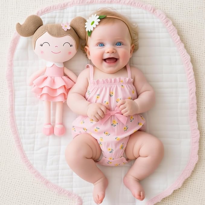Gloveleya Princess Tutu Doll – First Baby Doll Gift for Girls, Soft Plush Doll in Pink Dress with Gift Bag, Perfect Birthday & Holiday Present, 14-Inch Keepsake Toy
