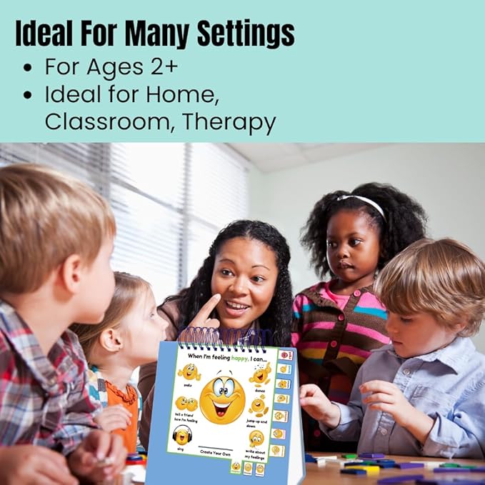 Thought-Spot I Know What to Do Flipbook Emotions Chart for Kids Autism Learning Materials Feelings Chart to Identify Feelings and Make Positive Choices Emotions Wheel Calm Down Corner Supplies