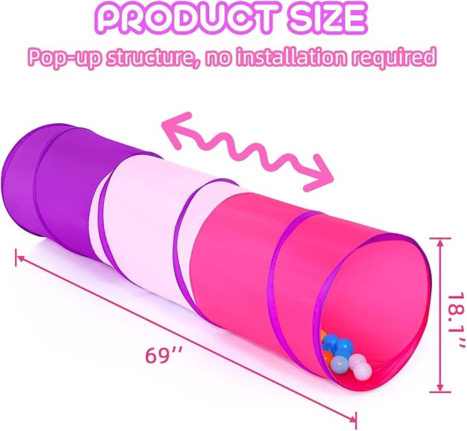 Kids Play Tunnel Tent for Toddler, 6-ft Pop Up Crawl Tunnel Toy for Baby Infant Children or Dog Cat, Collapsible Gift for Boy and Girl Play Tunnel Indoor and Outdoor Game