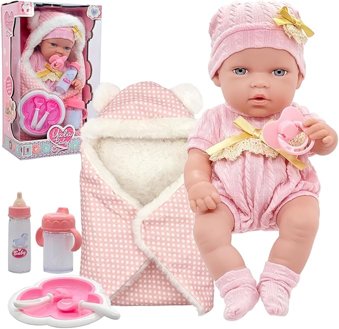 Baby Doll with Accessories Soft Blanket 12 Inch Baby Dolls for Toddlers 1-3-5 Years Old Girl Gifts Playset Toy