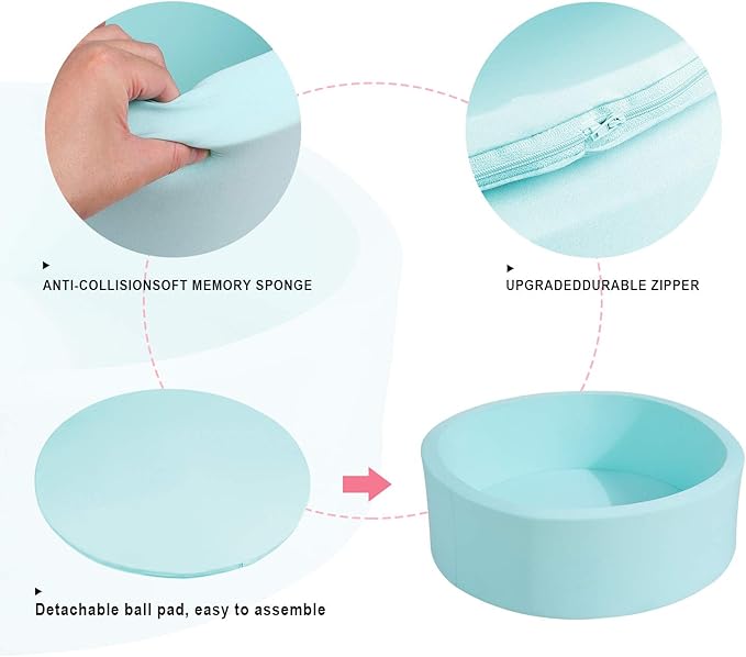 TRENDBOX Memory Foam Sponge Indoor Round Ball Pit (NO Balls) for Toddler Children - Light Blue