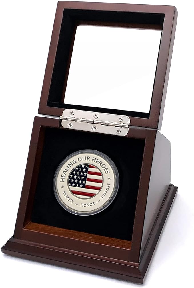 Challenge Coin Display Case Walnut Color 1.5-1.75 Inch 38-44.5 mm Coin Holder 1 Slot
