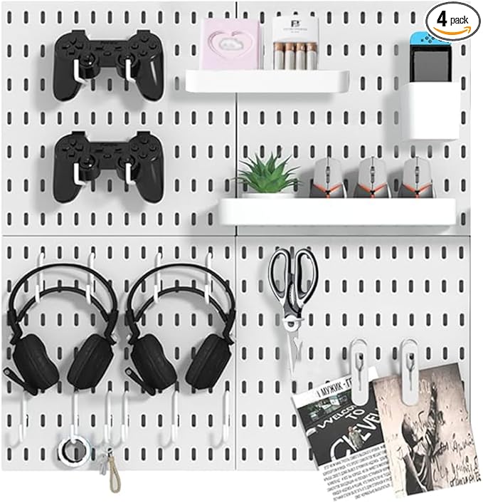 Pegboard Combination Kit Acrylic Pegboards and Accessories Modular Hanging White Wall Mount Display Board Panels for Wall Crafts Tools Organization Ornaments Display 22" x 22"