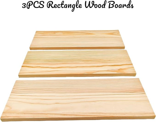 3PCS Rectangle Wood Boards Unfinished Wood Blocks for Crafting, 11.8x3.9x0.4in Blank Whittling Wooden Blocks for Wood Carving,Painting & Burning