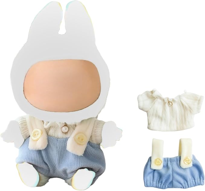 Clothes for Dolls Accessories (No Doll), Cute Outfit Set 2 Pieces Bib Pants for 15 & 17cm Doll Suit, Stylish Dress Up Overalls Doll Clothing Set Replacement Blue