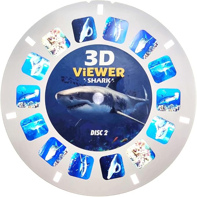 WARM FUZZY Toys 3D Viewfinder (Shark) - Viewfinder for Kids & Adults, Classic Toys, Slide Viewer, 3D Reel Viewer, Retro, Vintage Toys with 3 Reels - Contains 21 High Definition 3D Images