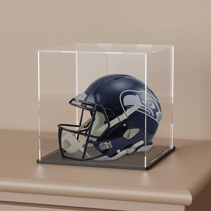 SVENJBB Large Display Case for Collectibles, 13x13x13 Inch Acrylic Box for Miniature House and Figures, Clear Acrylic Display Cases with Matte Black Base for Collection Protection and Storage