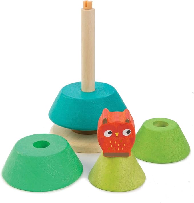 Tender Leaf Toys - Stacking Fir Tree - Wooden Tree Top Sorter and Stacker - Educational Toy for 18m+