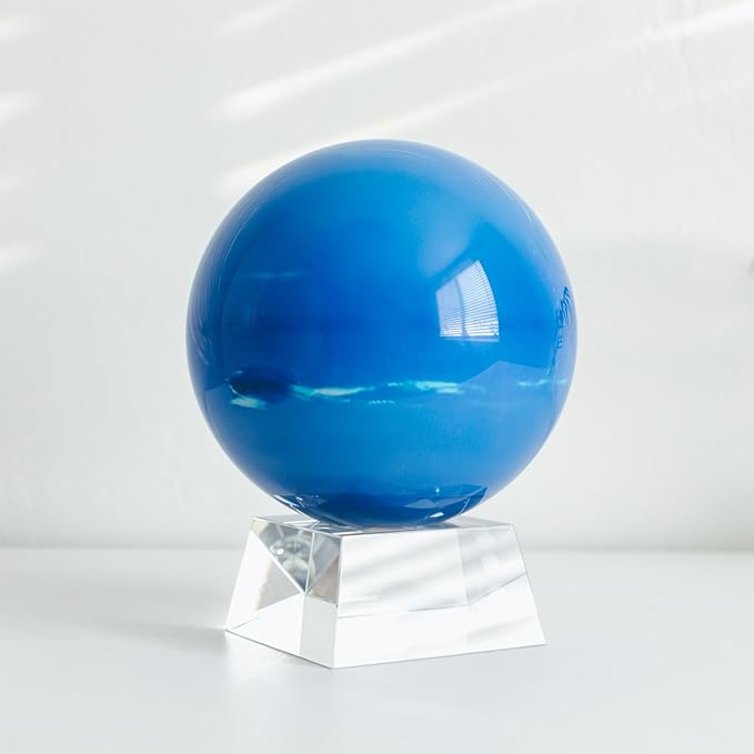 MOVA Neptune Globe 4.5” – Solar Rotating Planet Globe for Desk Display | No Batteries or Cords | Striking Deep Blue Space Decor