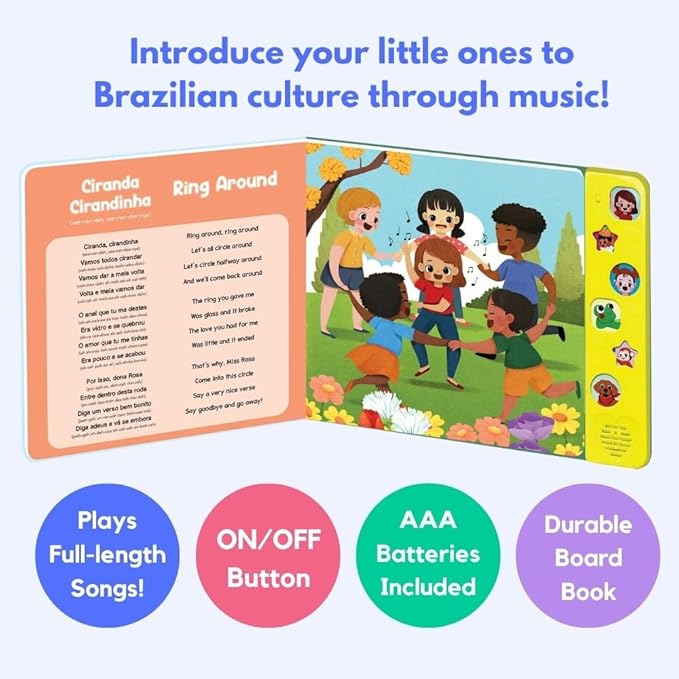 I Love To Sing In Portuguese: Brazilian Nursery Rhymes for Toddlers 1-3, Interactive Songbook, Portuguese Baby Books