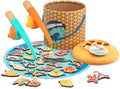 TOP BRIGHT Montessori Toddler Fishing Game - Kids Wooden Magnetic Fishing Toys Gifts for 3 Years Old Girls Boys, Fine Motor Skills for Toddler