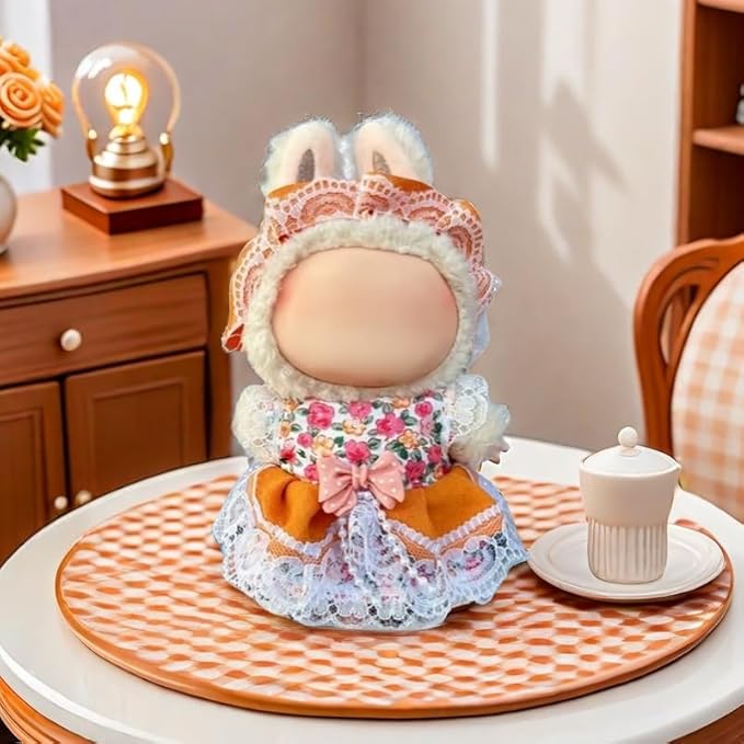 Clothes Set for Dolls 17cm (No Doll), Handcrafted Cute Clothes with Exquisite Accessories for Dress Up Unique Chic Style (Yellow)
